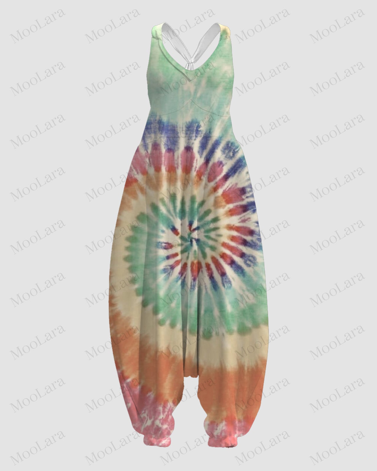 Women's Colorful Hippie Print Sleeveless Jumpsuit Harem Pants