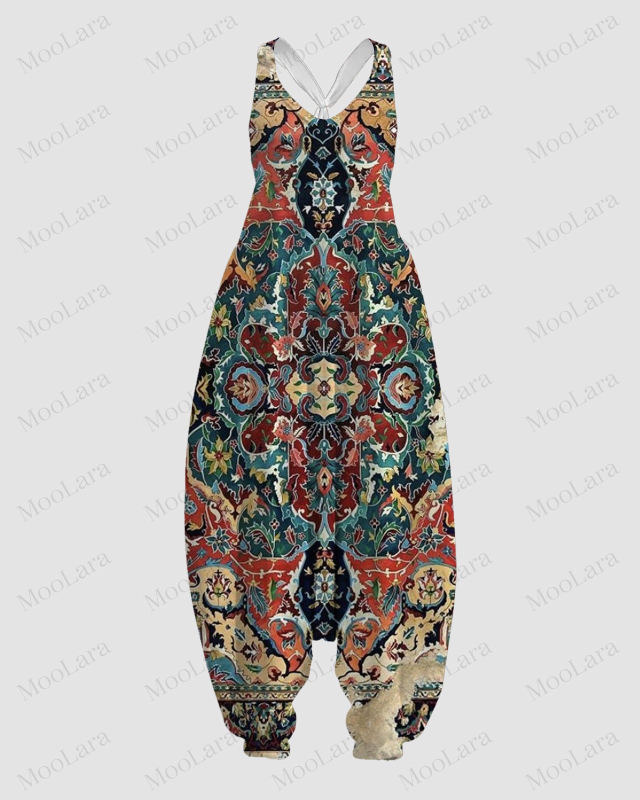 Women's Punk Hippie Print Sleeveless Jumpsuit Harem Pant