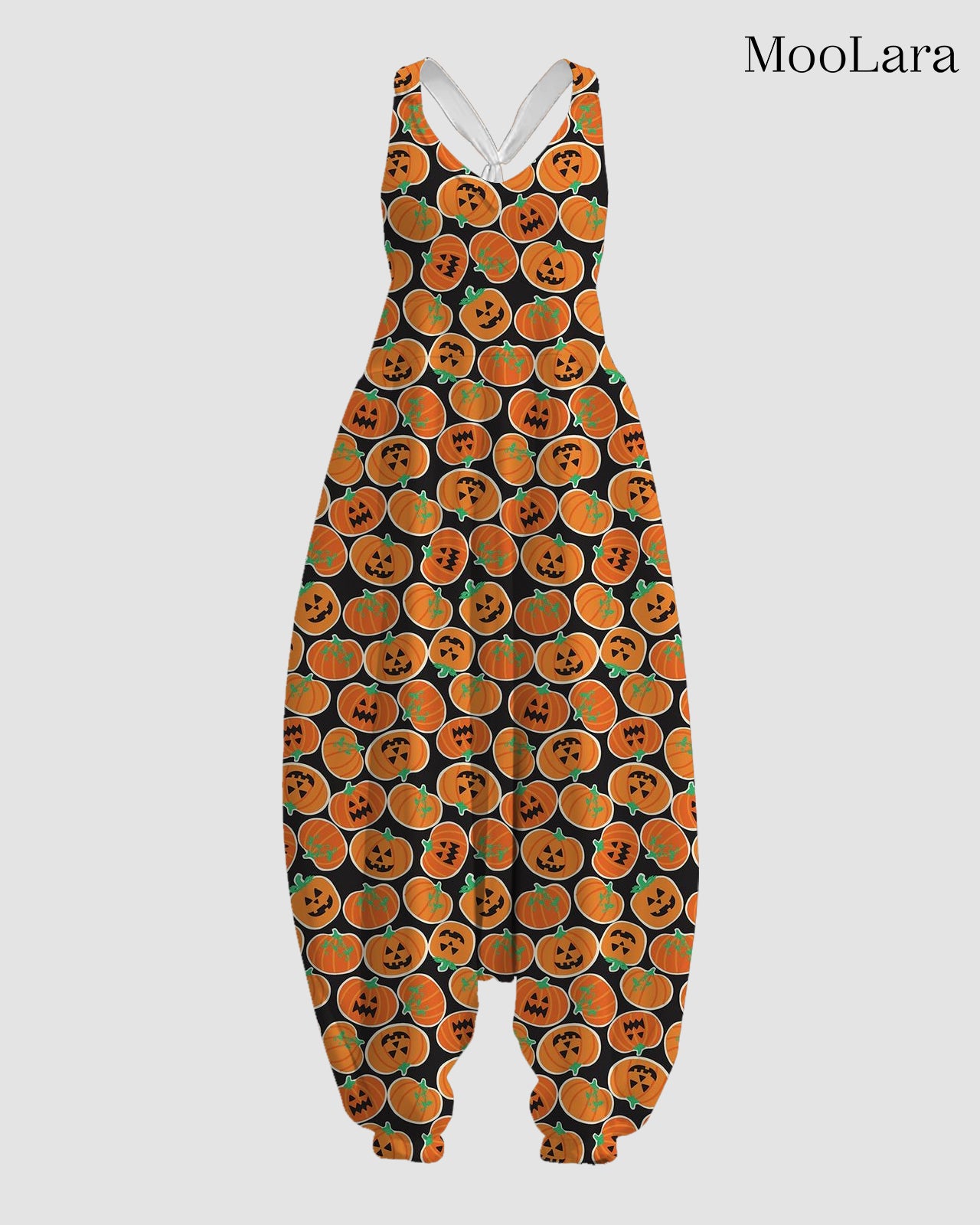 Women's Evil Little Pumpkin Print Sleeveless Jumpsuit Harem Pants