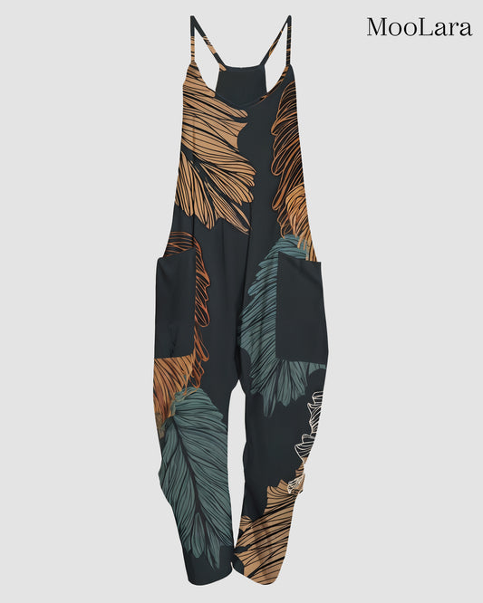 CASUAL LEAF PRINT COMFORTABLE JUMPSUIT