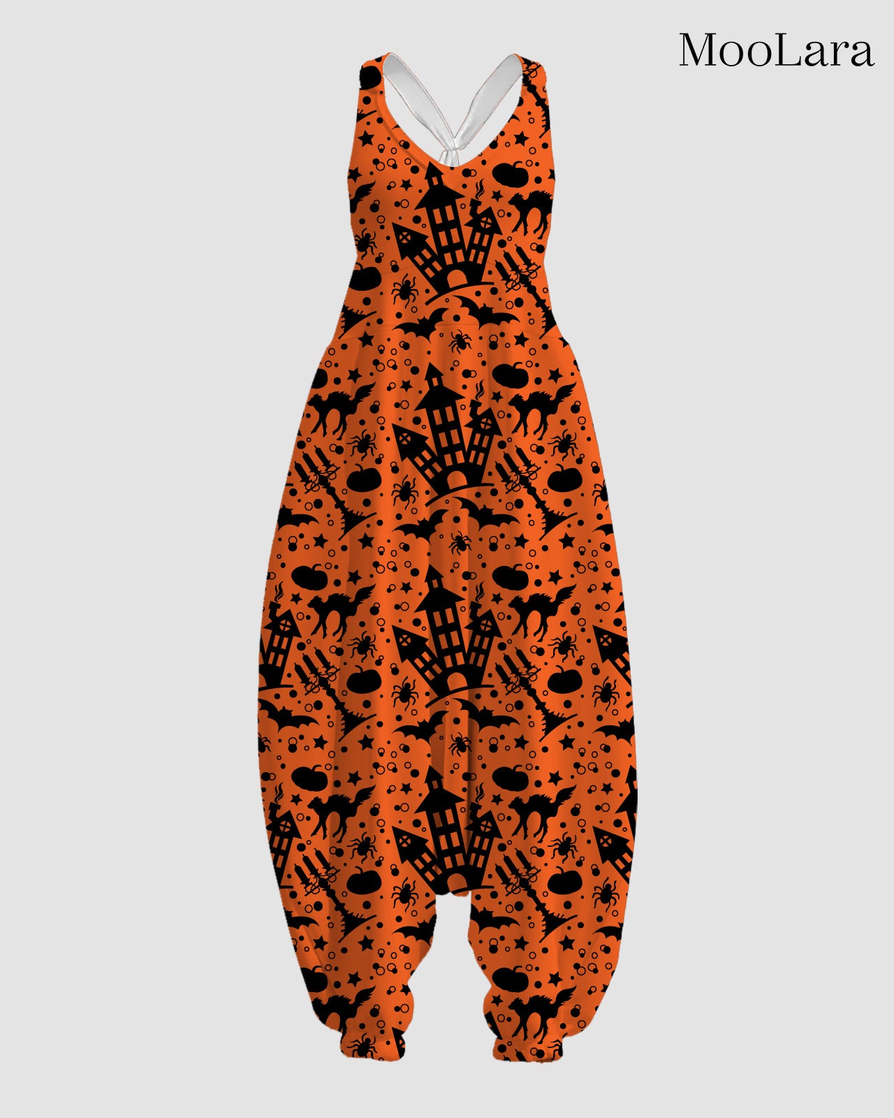 Women's Halloween House Print Sleeveless Jumpsuit Harem Pants