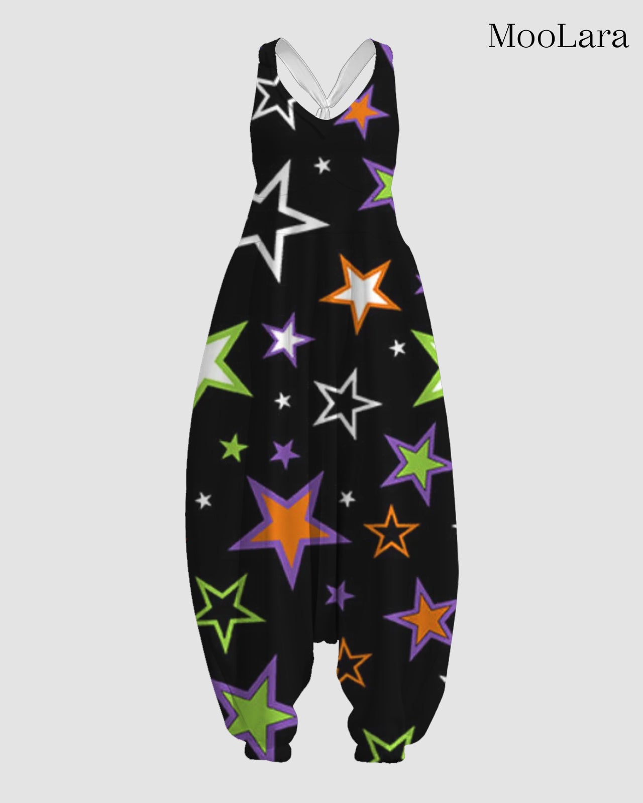 Women's Colored Stars Print Sleeveless Jumpsuit Harem Pants