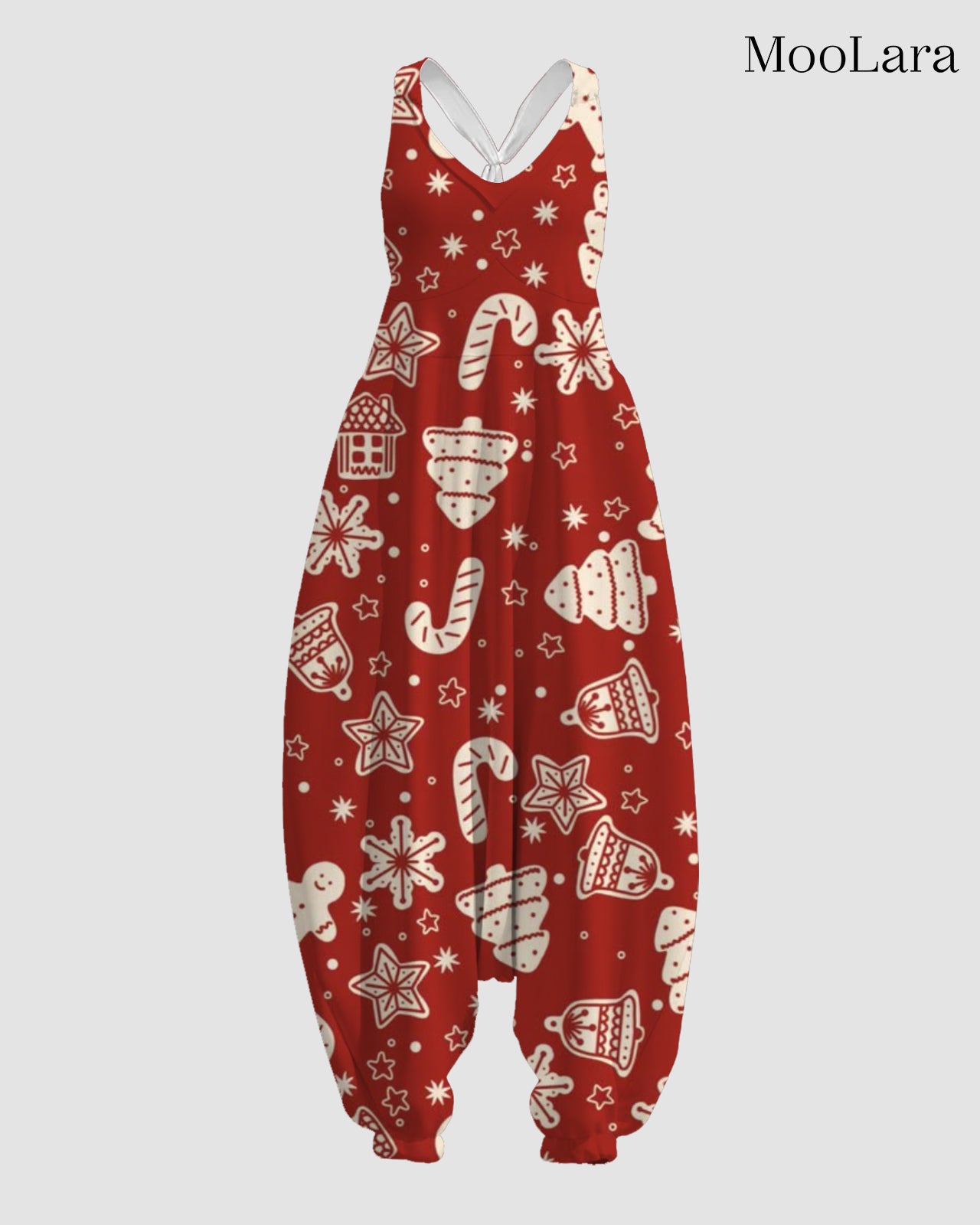 Women's Christmas Cookie Print Sleeveless Jumpsuit Harem Pants