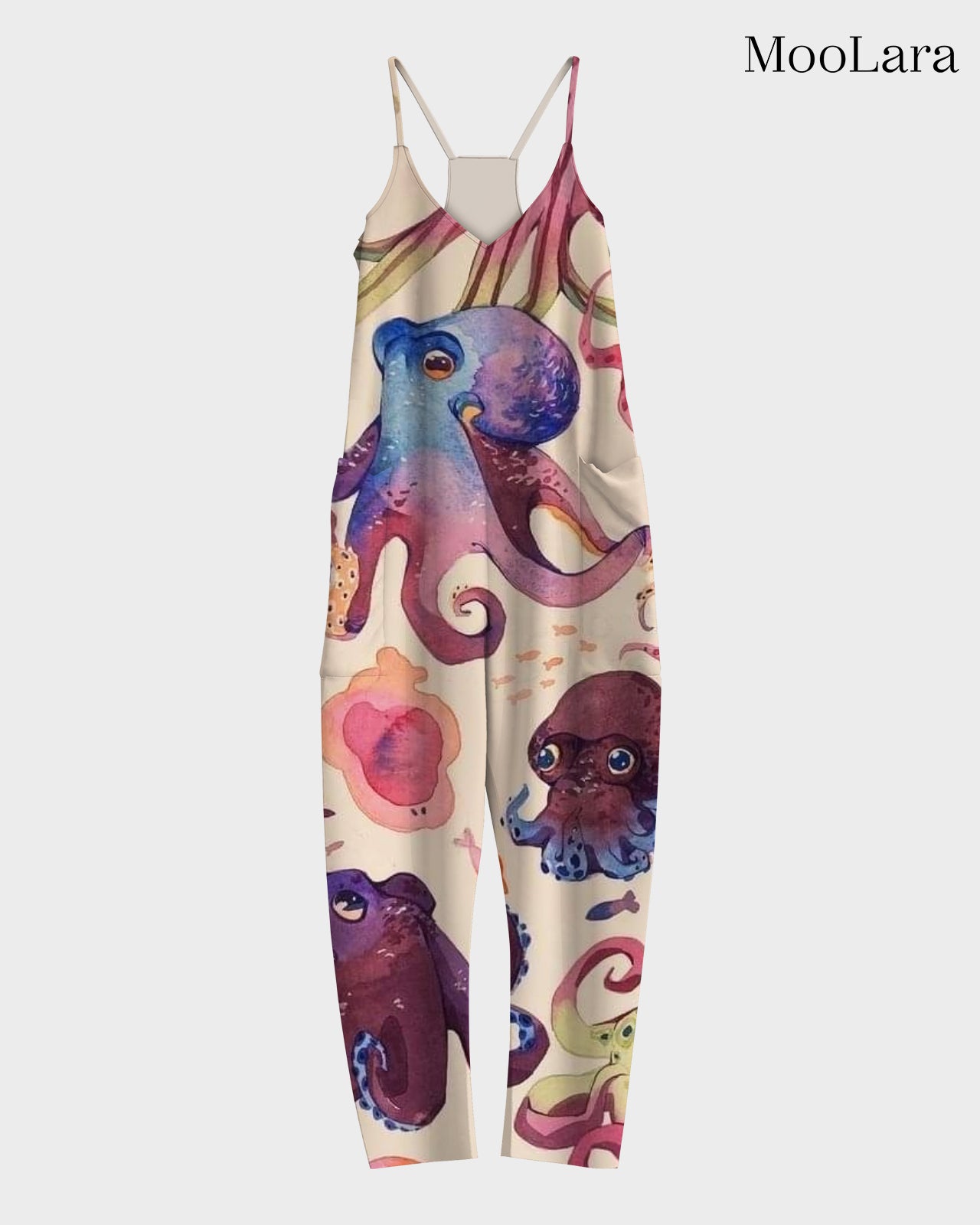 Women's Colorful Octopus Print Sleeveless Jumpsuit