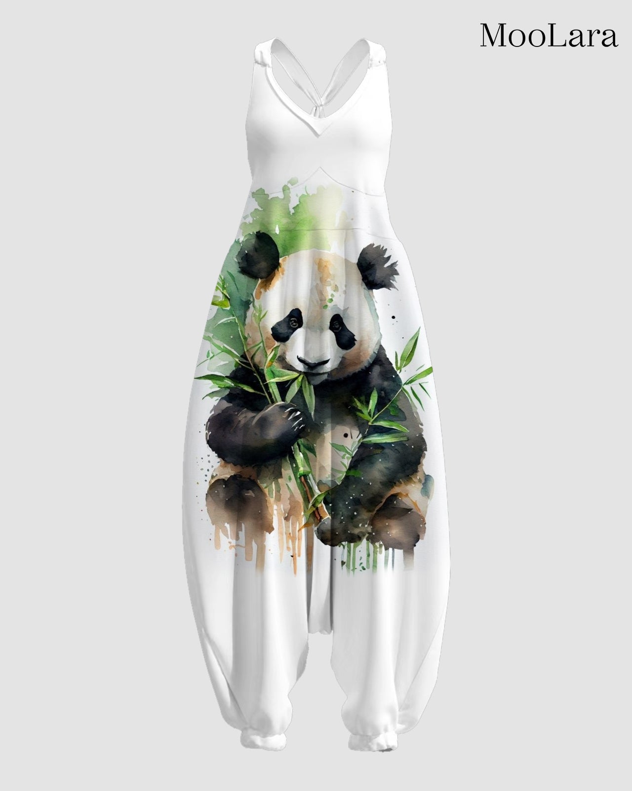 Women's Panda Print Sleeveless Jumpsuit Harem Pants