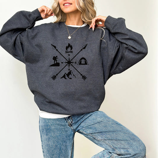 Hiking Camping Crossed Arrows Sweatshirt