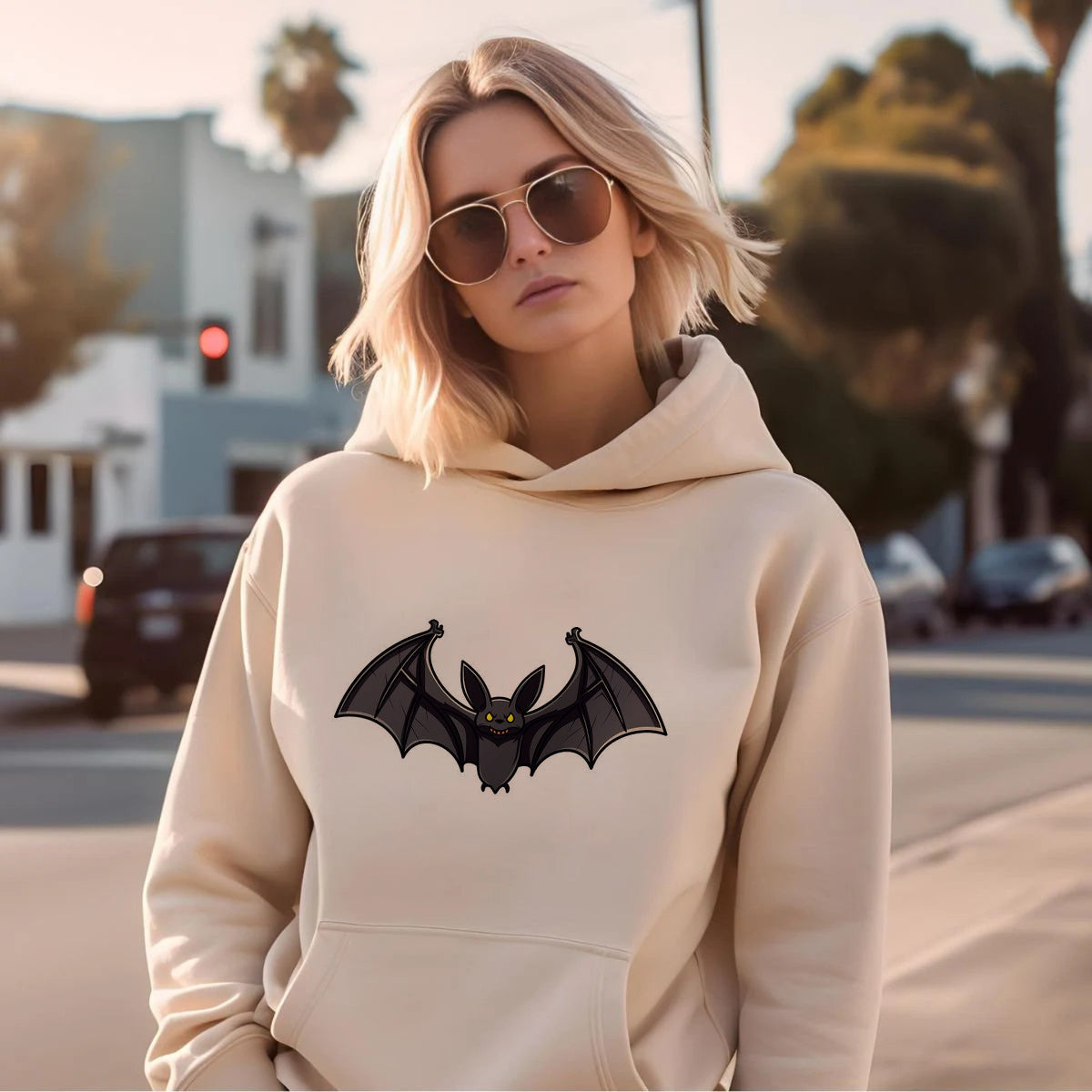 Women's Bat Print Hoodie