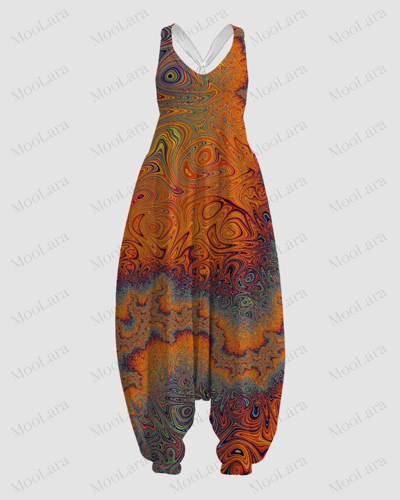 Women's Irregular Art Print Sleeveless Jumpsuit Harem Pants