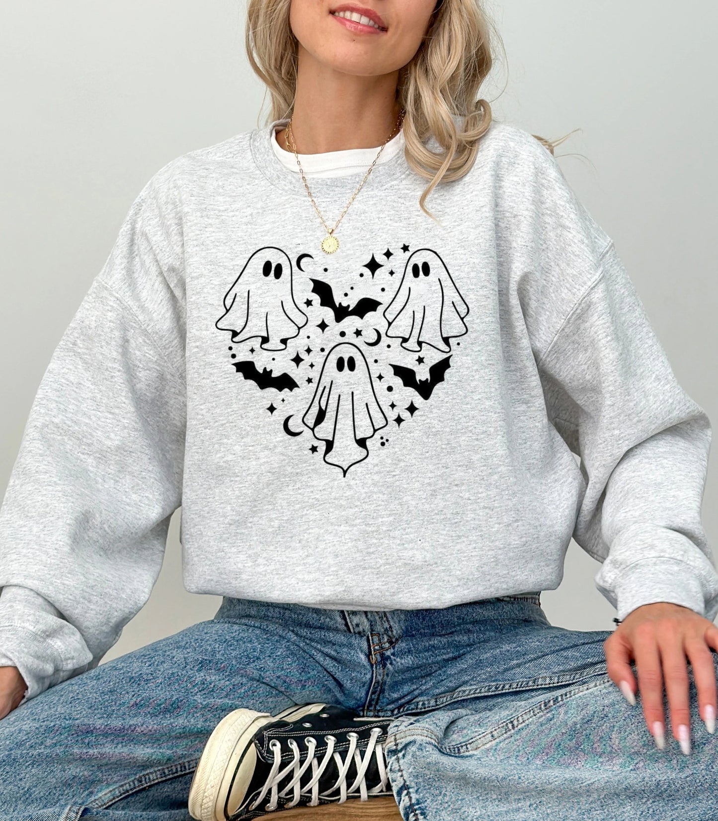 Halloween Ghost with Bats Sweatshirt