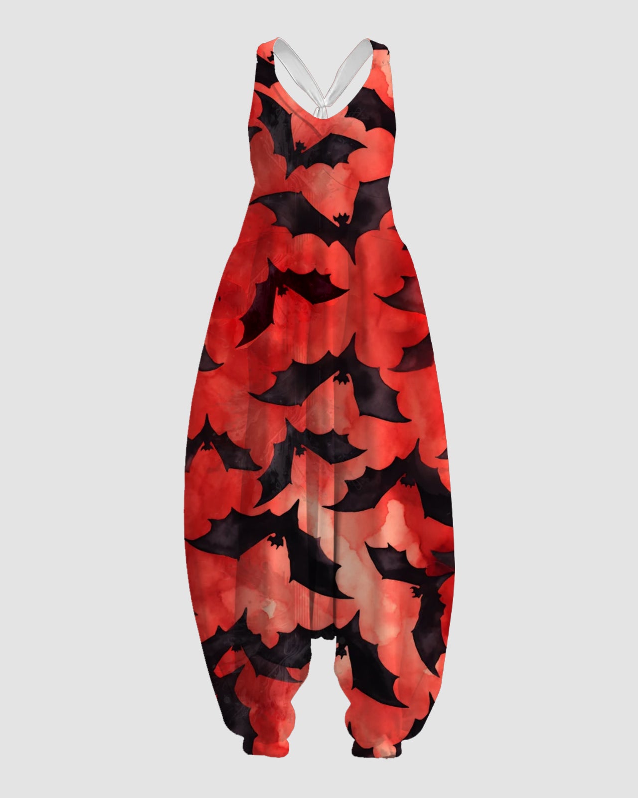 Women's Bat Print Sleeveless Jumpsuit Harem Pants