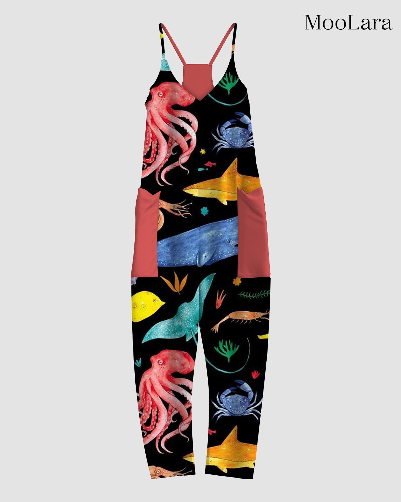 Women's Marine Animals Print Sleeveless Jumpsuit