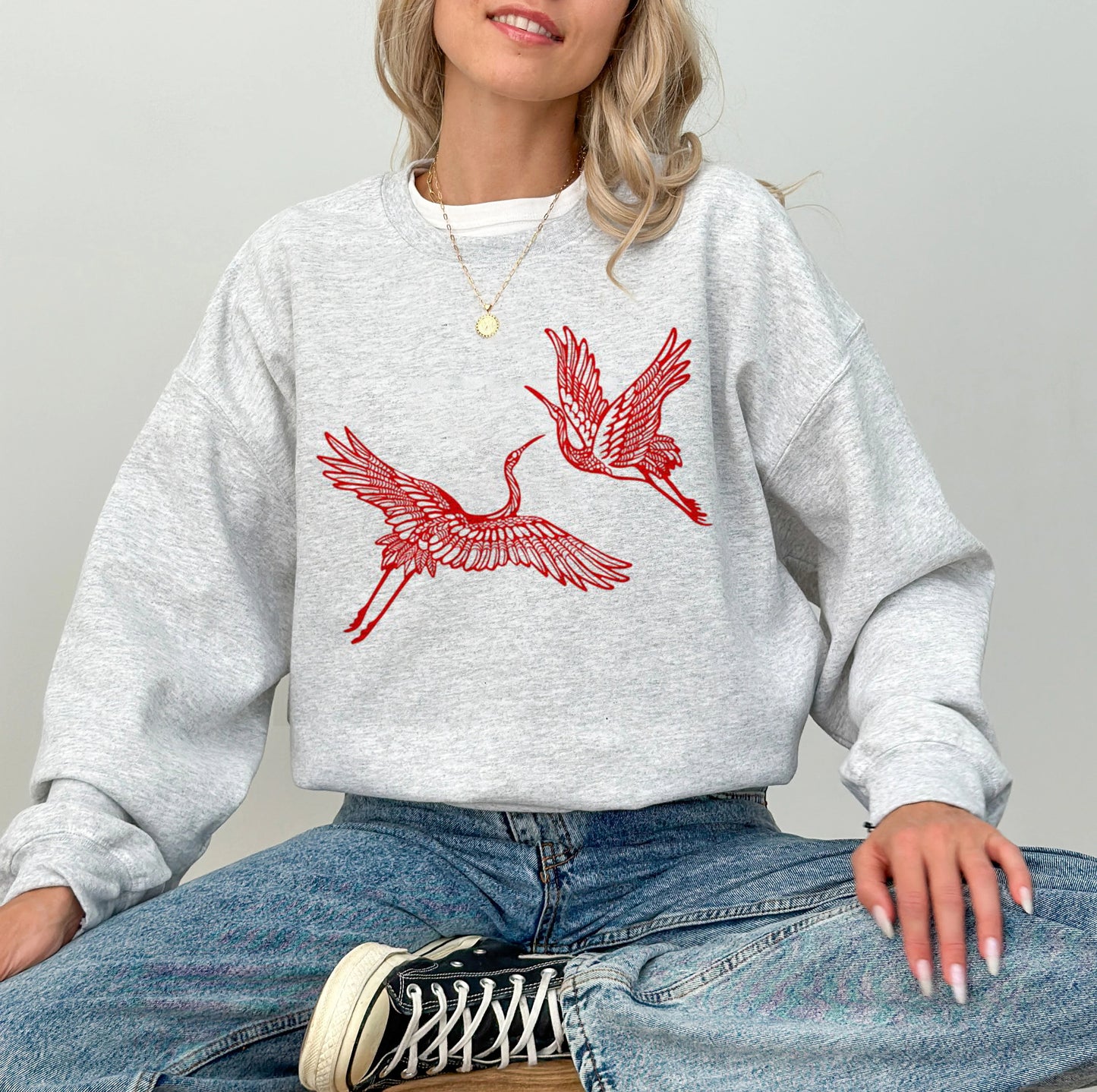 National Wind Auspicious Crane Sweatshirt