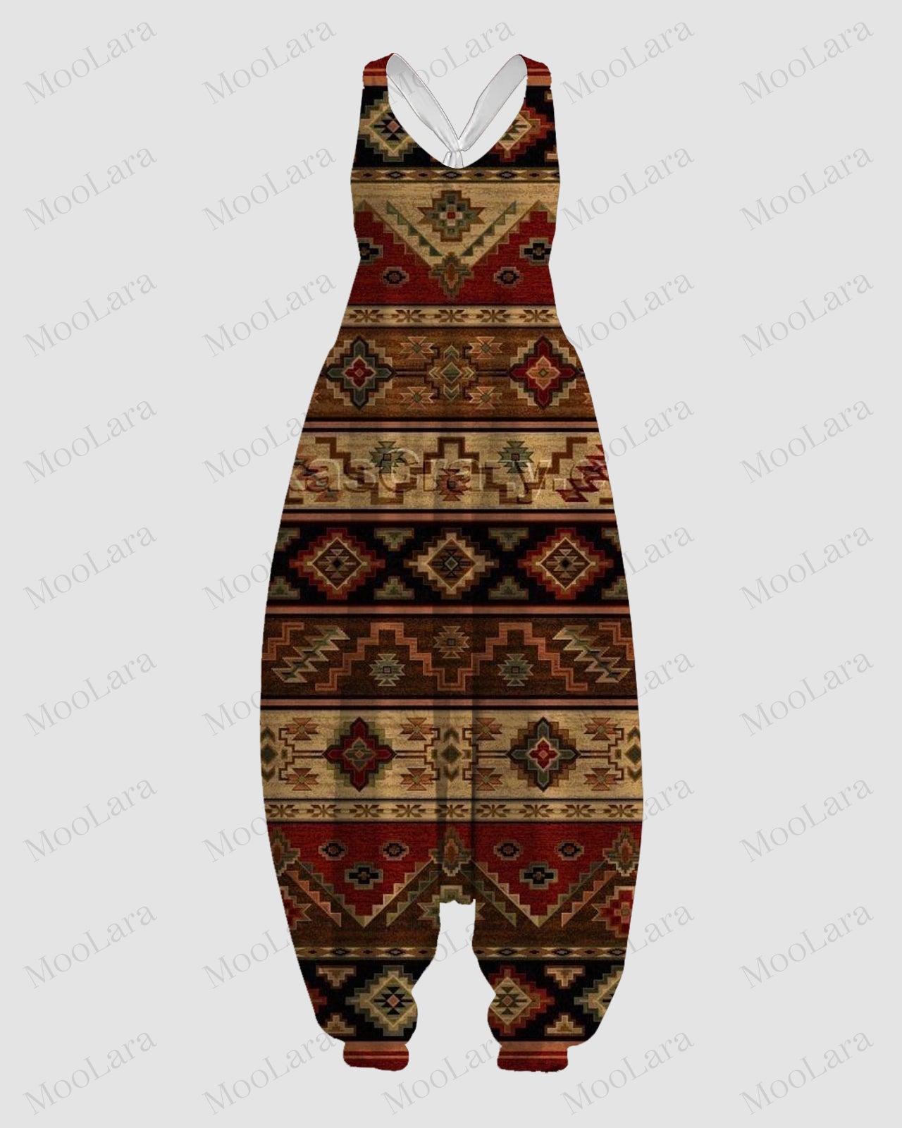 Women's Retro Art Print Sleeveless Jumpsuit Harem Pants