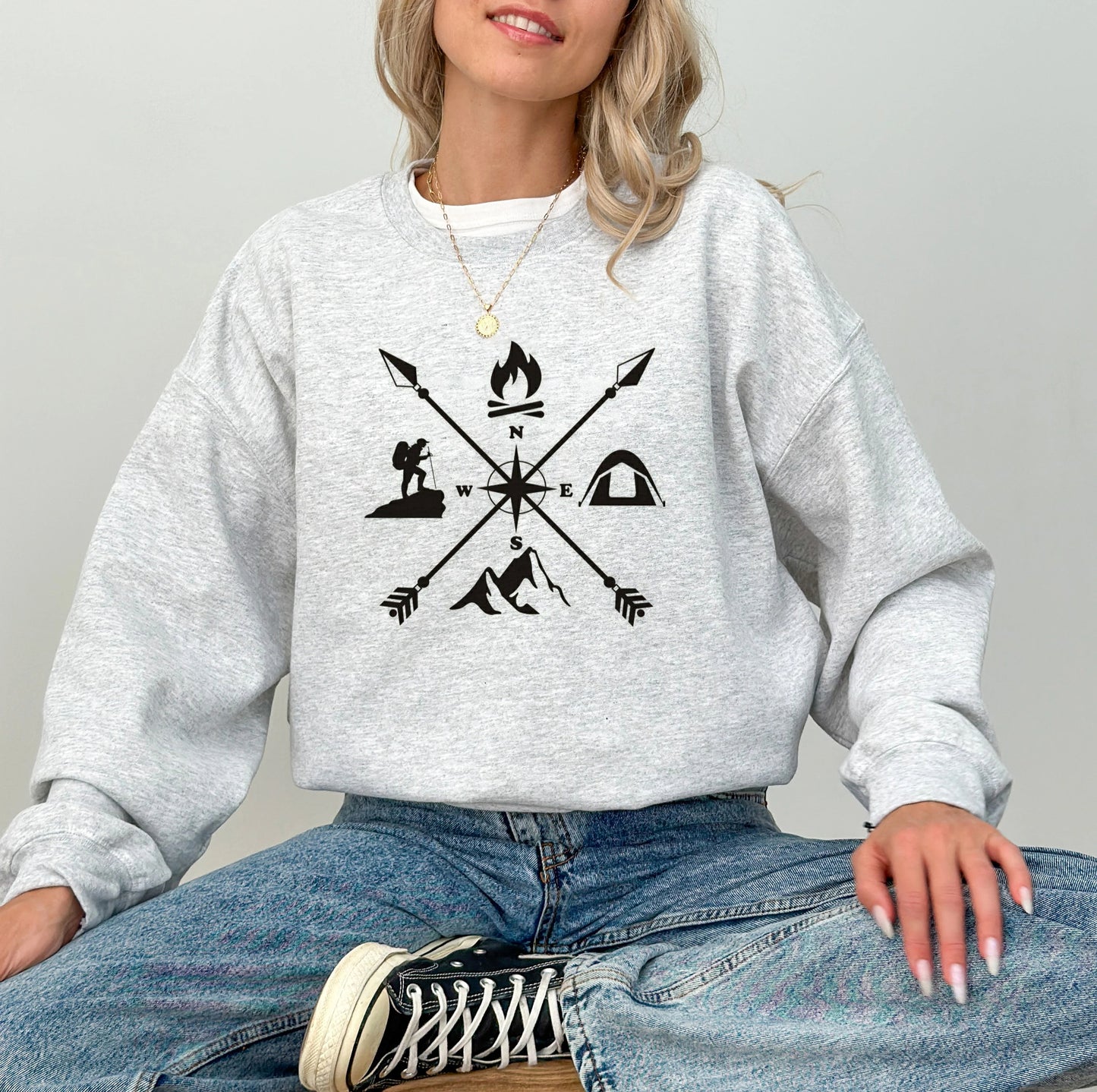 Hiking Camping Crossed Arrows Sweatshirt