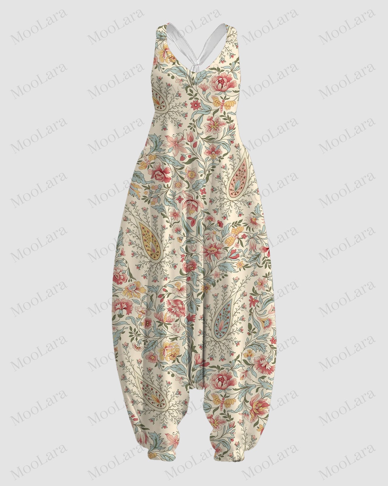 Women's Paisley Floral Print Sleeveless Jumpsuit Harem Pants