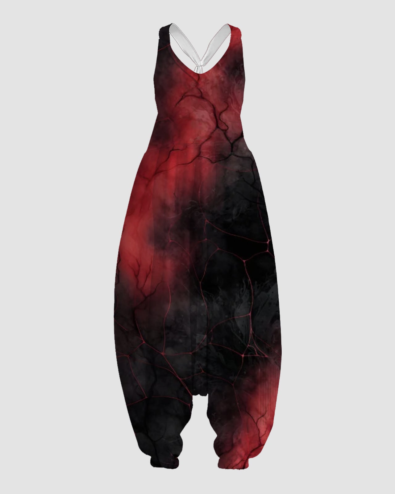 Women's Scary Red Rendering Print Sleeveless Jumpsuit Harem Pants