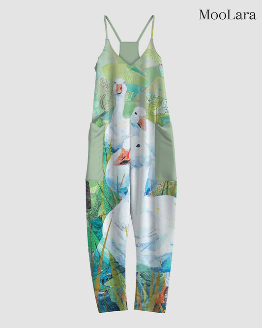 Women's Duck Print Sleeveless Jumpsuit