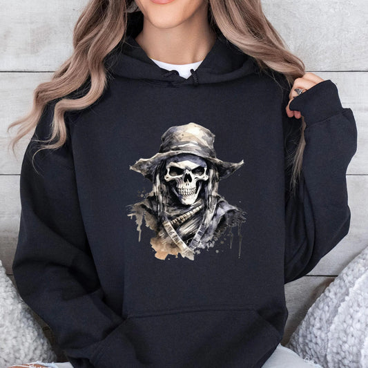 Skeleton Warrior Wearing Hat Hoodie