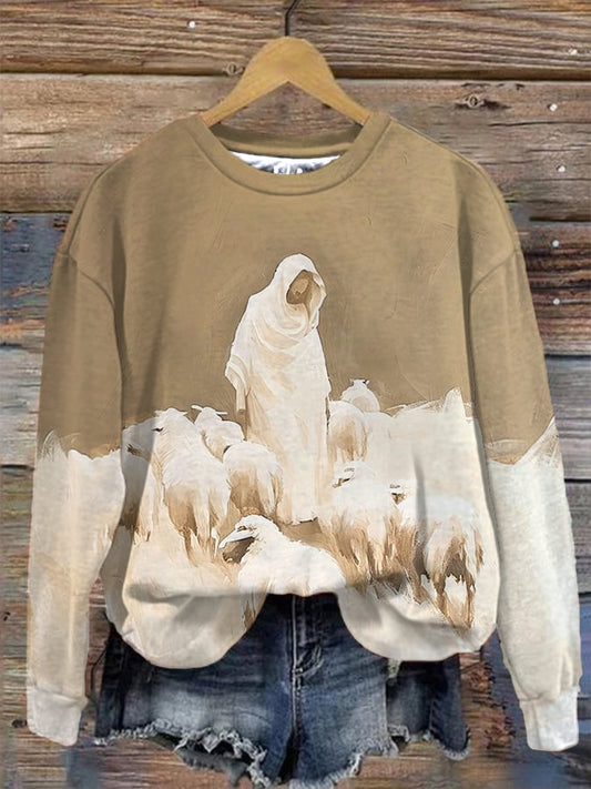 Women's Jesus Print Sweatshirt