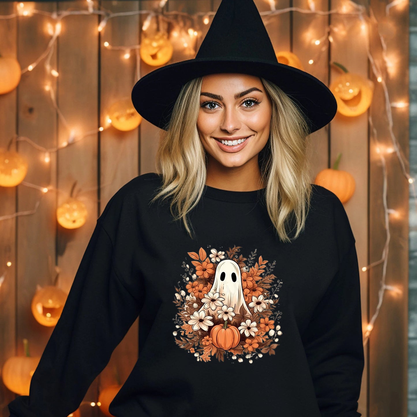 Women's Floral Ghost Print Hoodie