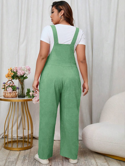 Solid Color Slant Pocket Jumpsuit (T-shirt not included)