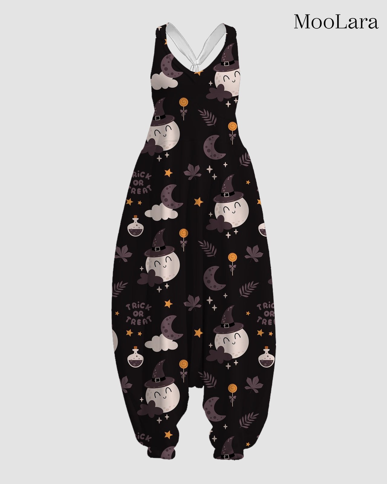 Women's Trick or Treat Print Sleeveless Jumpsuit Harem Pants