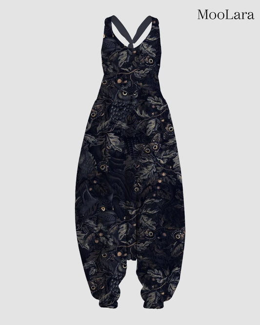 Women's Owl Sleeveless Jumpsuit Harem Pants