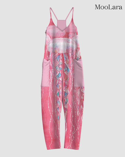 Women's Jellyfish Print Sleeveless Jumpsuit