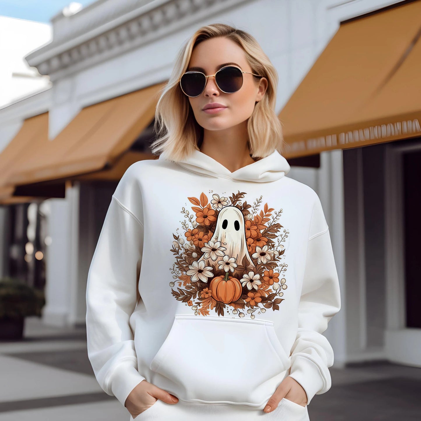 Women's Floral Ghost Print Hoodie