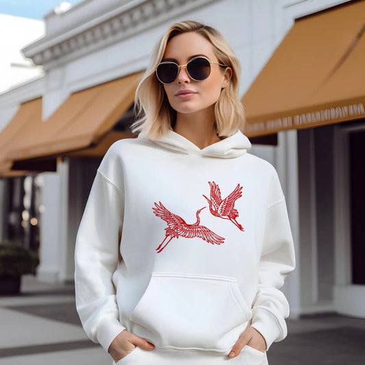 National Wind Auspicious Crane Hoodie