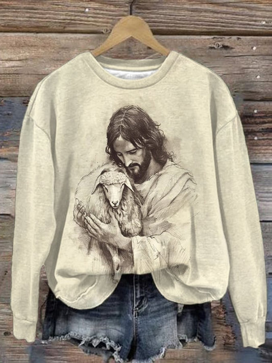 Women'S Jesus with Lamb Sweatshirt