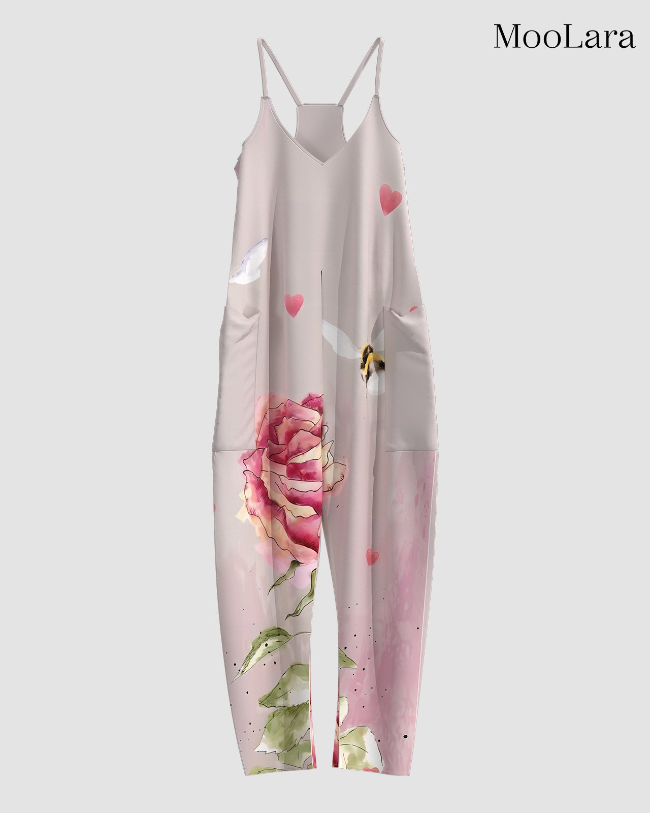 Women's Bee Rose Print Sleeveless Jumpsuit