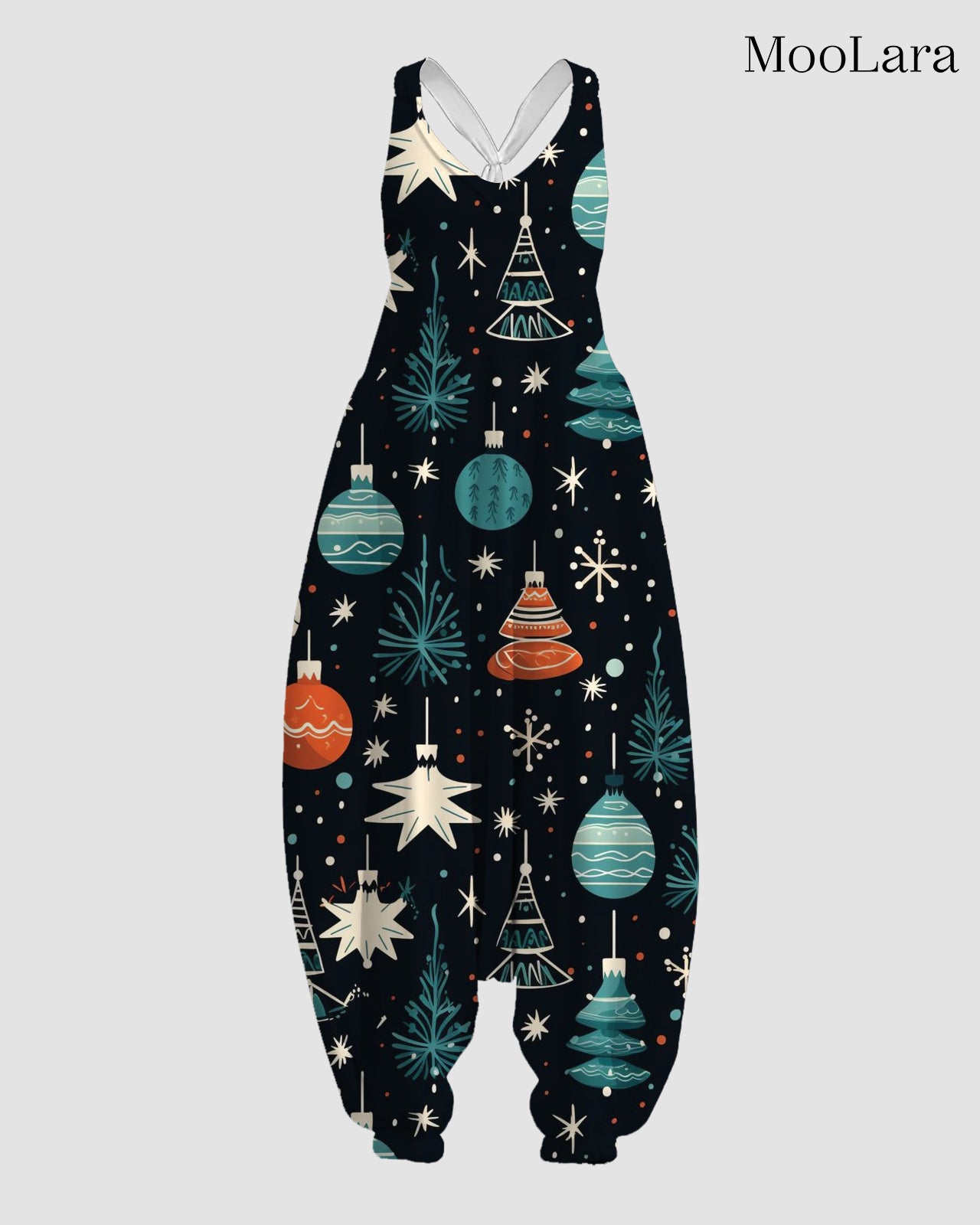 Women's Christmas Ball Print Sleeveless Jumpsuit Harem Pants