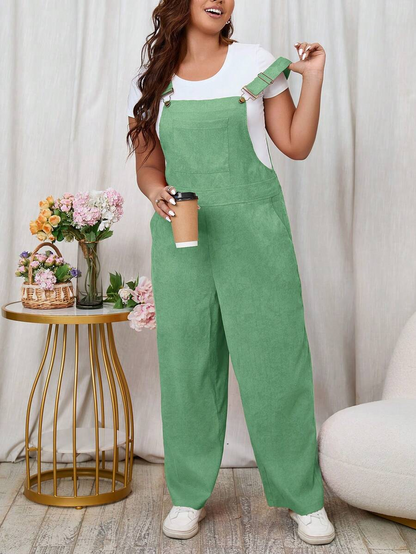 Solid Color Slant Pocket Jumpsuit (T-shirt not included)