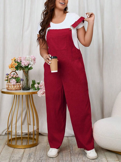 Solid Color Slant Pocket Jumpsuit (T-shirt not included)