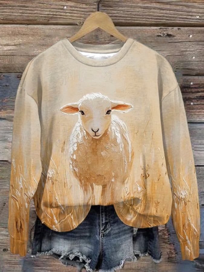 Women'S Lost Sheep parable Printed Sweatshirt