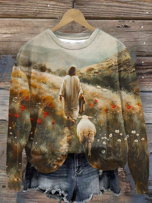 Women'S Jesus with Lamb Sweatshirt