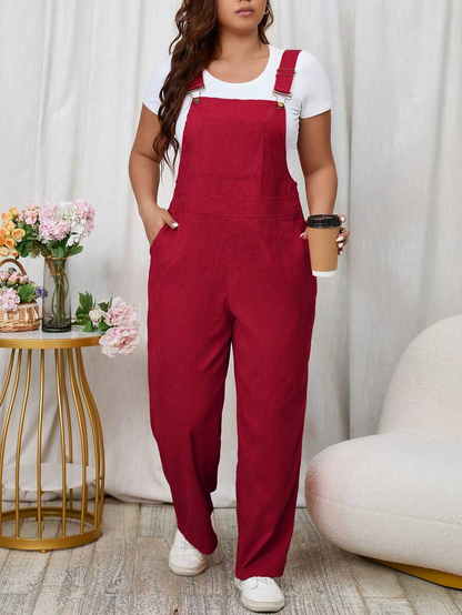 Solid Color Slant Pocket Jumpsuit (T-shirt not included)