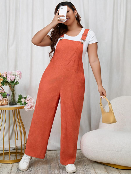 Solid Color Slant Pocket Jumpsuit (T-shirt not included)