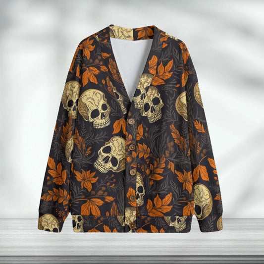 Gothic Skull Print Cardigan