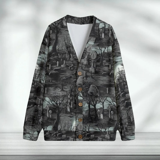 Halloween Spooky Tombstone Print Cardigan