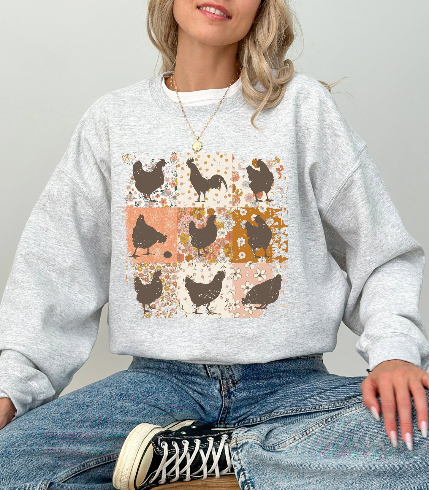 Trendy Boho Chicken Sweatshirt