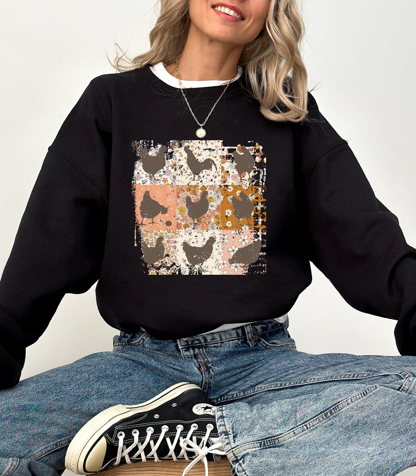 Trendy Boho Chicken Sweatshirt