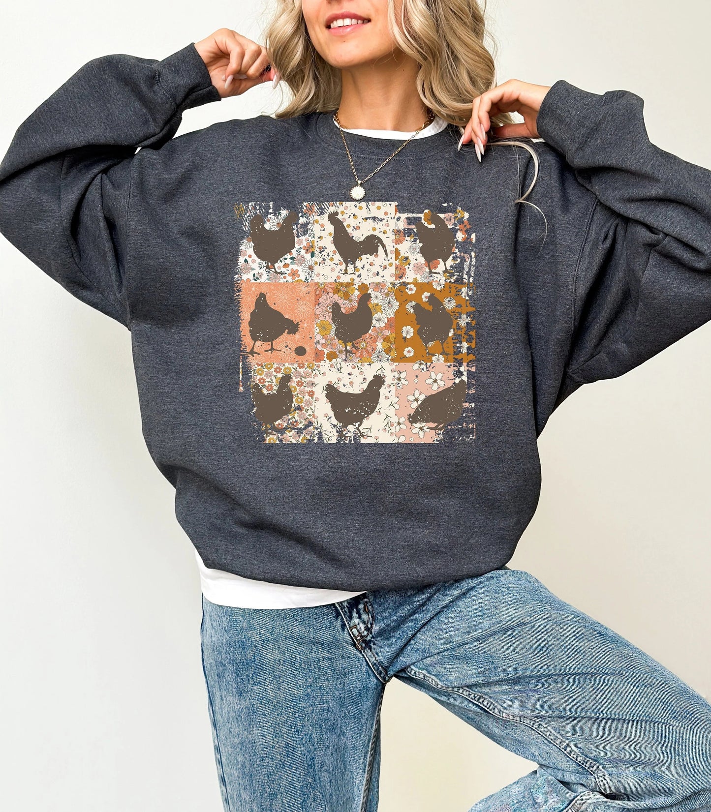 Trendy Boho Chicken Sweatshirt