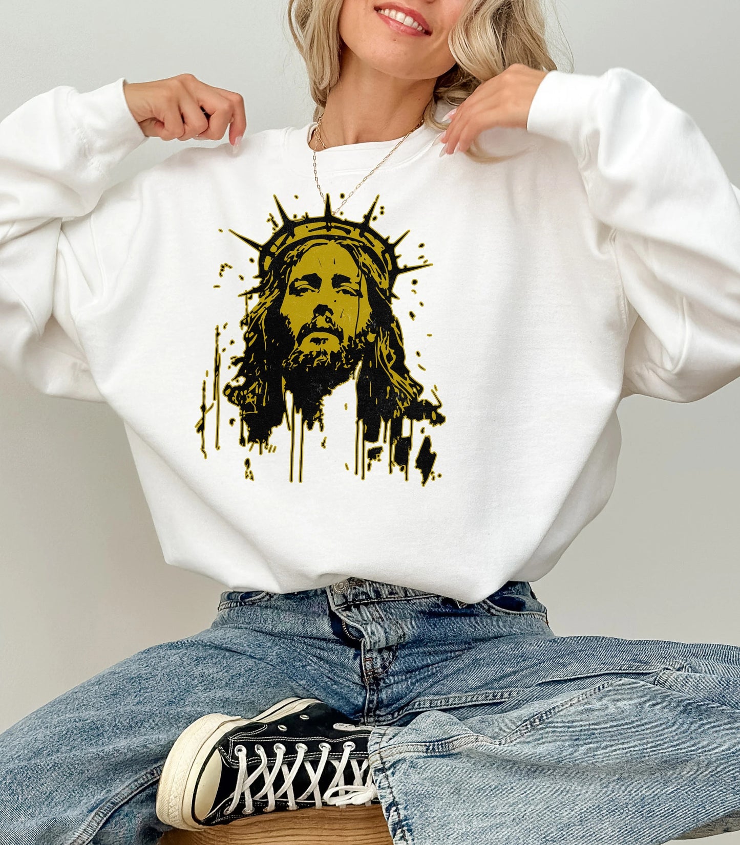 Vintage Jesus Graphic Sweatshirt