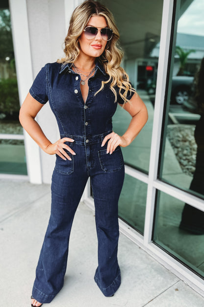 Denim Flare Jumpsuit