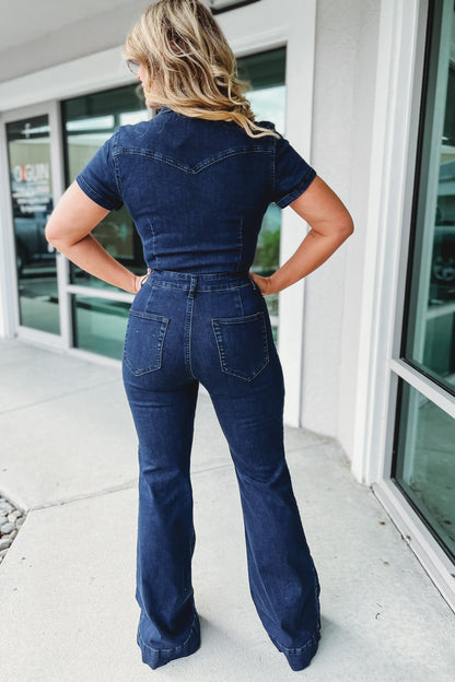 Denim Flare Jumpsuit