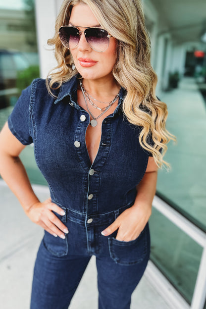 Denim Flare Jumpsuit