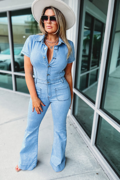 Denim Flare Jumpsuit