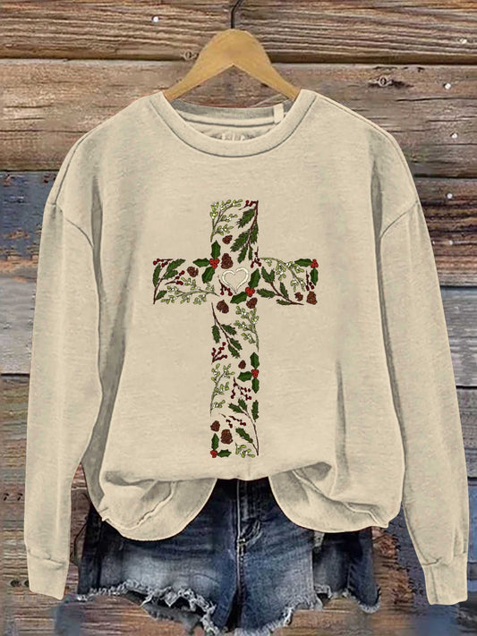 Merry Christmas Christmas Cross Art Casual Sweatshirt